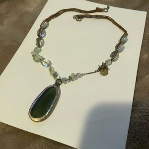 Silpada Sterling Silver Necklace w/ Green Stones & Pendant